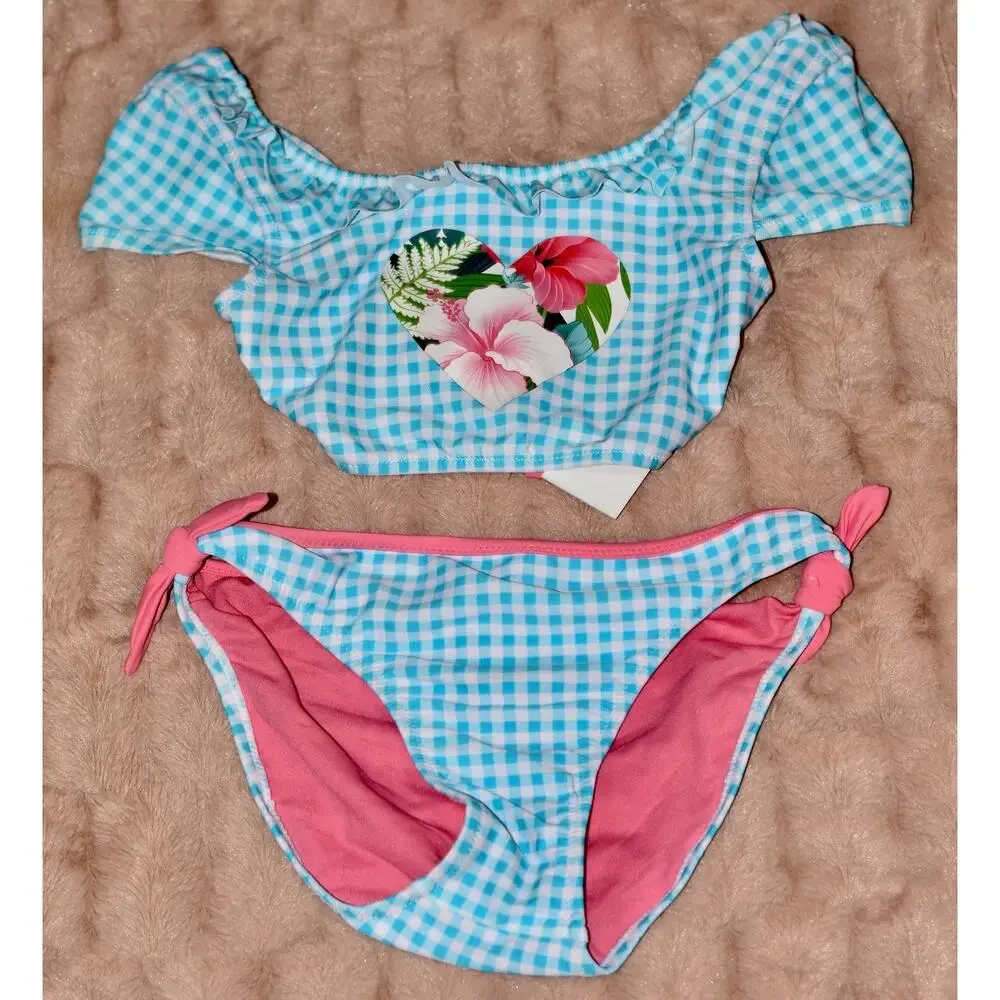 Tommy Bahama Big Girls Rush Guard Bathing Suit 2pc Set Size 12 UPF 50 NEW!!!